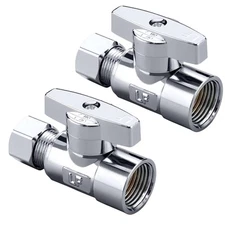 2 Pack Premium Brass Chrome plated 3/8" FIP Female Thread x 3/8 Inch OD Compr...