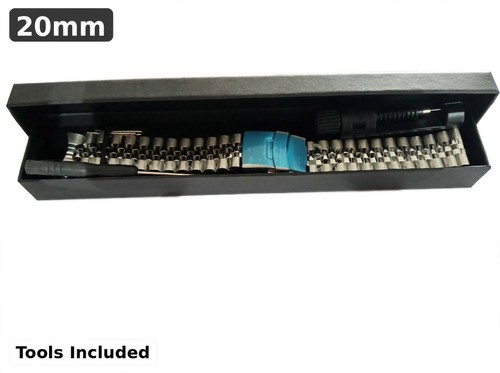 20mm Stainless Steel Jubilee Watch Strap Bracelet Silver - Tools Included UK
