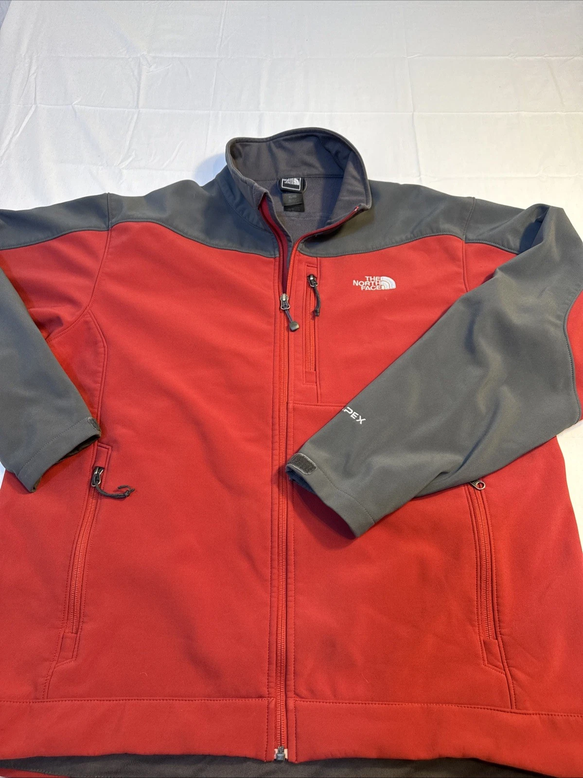 JACKET APEX North Face MEN XL Gray/RED Full Zip Style: AL5C Polyester