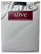 Hanes Alive Full Support Control Top Pantyhose Jet Black Size E 810