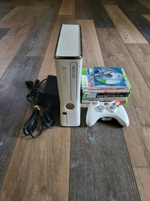 Xbox 360 S Slim White (Model 1439) Console Bundle Tested Working 320GB