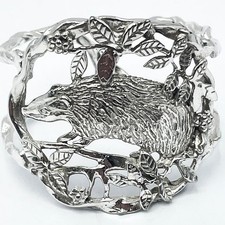 BADGERS NOVELTY NAPKIN RINGS RETRO VINTAGE SILVER PLATED