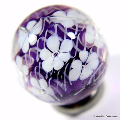 22 mm Handgefertigtes Marmor Gitter Blüte Lila Sammler Glas Kunst Spielzeug