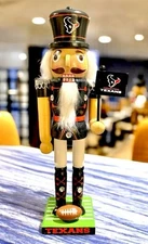 Houston Texans Football Nutcracker Wood Hand Painted & Jewels 12” NIB