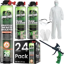 Sprayman Spraycoat Fire Rated Closed Cell Insulation Foam 27.1oz 24 Pack Gun Set