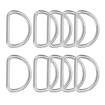 Metal D Ring Heavy Duty Welded D Rings Metal Buckle 7/9'' Silver 10Pcs