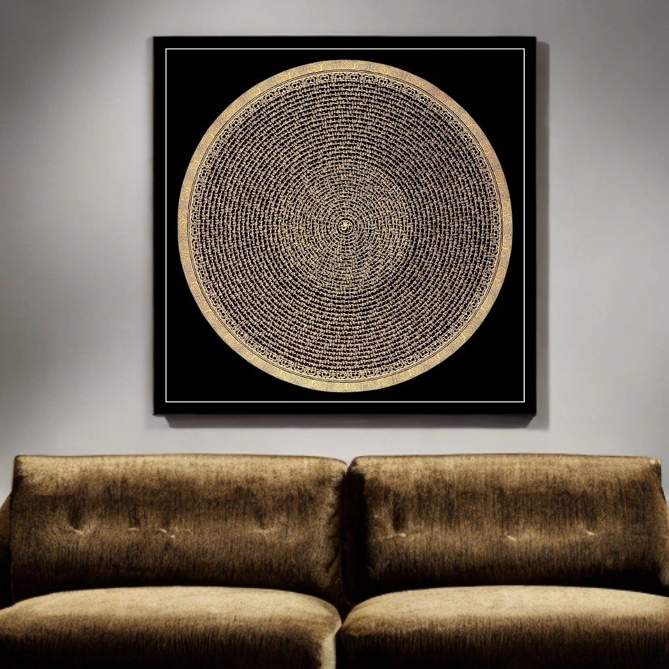 Pintura grande pintada a mano original tibetana Om mandala chakra Yoga Thangka A++ Foto 4 de 4