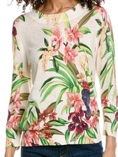 Tommy Bahama Villa Views Crew Neck Sweater Floral Print  Sequin NWT 168  S