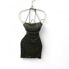 Women's Green sequin mini dress w adjustable straps/back by Windsor size Medium