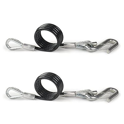 44-1/2'' Trailer Coiled Safety Cables,Self 5,000 lbs (7/16'' S-snap Hooks)