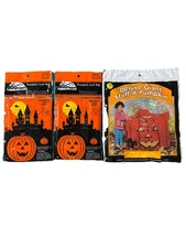 3 Vtg 1994 Halloween Leaf Bags Sun Hill Giant Stuff A Pumpkin Black Cat *READ