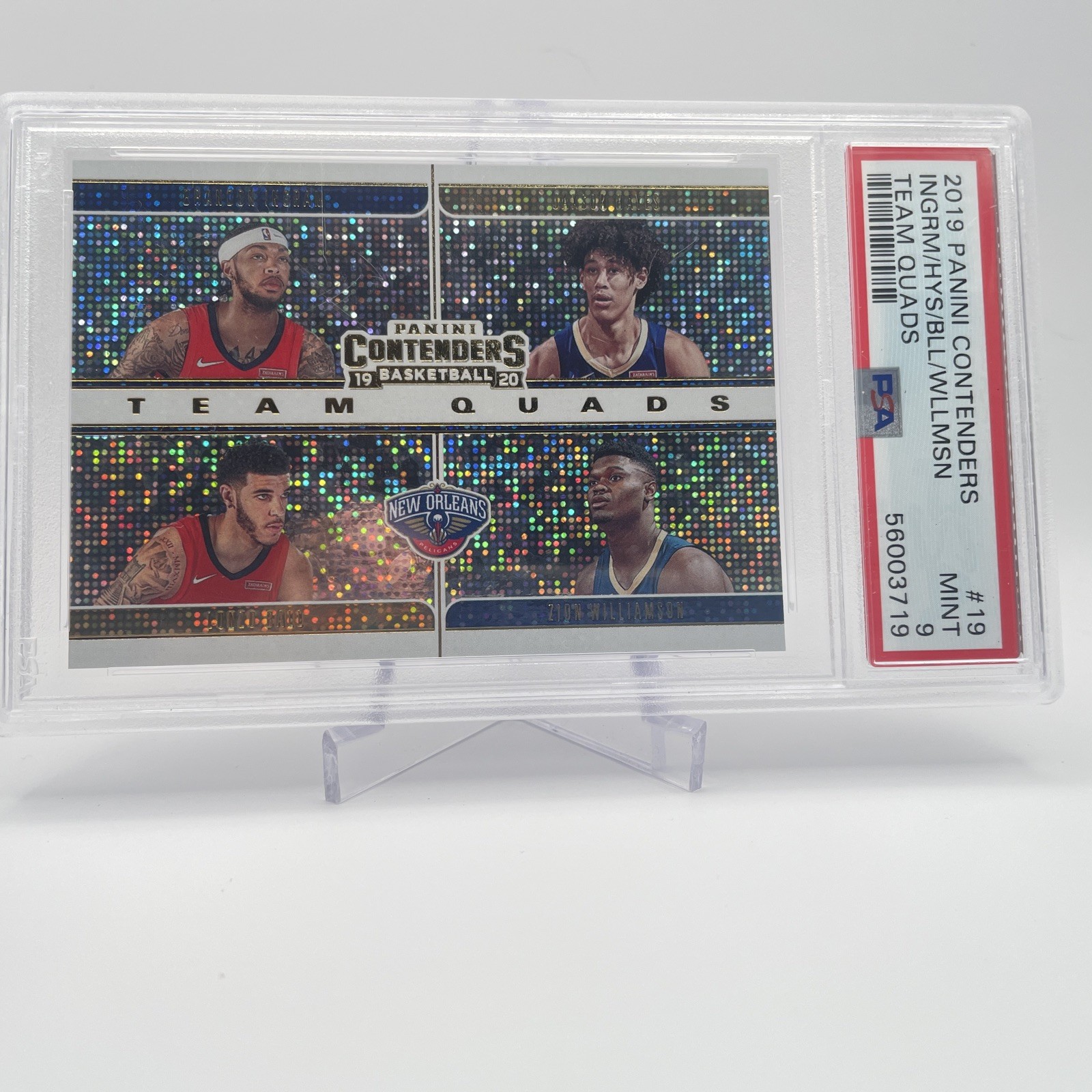 2019 Contenders Team Quads #19 Zion Hayes Lonzo Ball Brandon Ingram PSA9