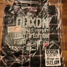 Snap On DIXXON Electric XL Pink Black Flannel Shirt Breast Cancer Awareness NEW