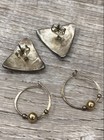 Unmarked Tests Sterling Silver Earrings Lot w. Small Hoops Bead Accents 4.47g — photo 2