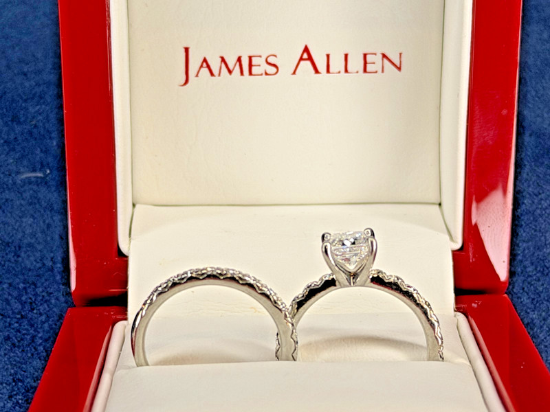 James Allen Platinum Bridal Set 1.04ct Princess E SI1 IGI Lab Created Diamond