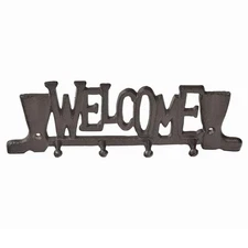 Sungmor Cast Iron Key Hooks Handcrafted Welcome & Boots Entryway Key Wall Hanger