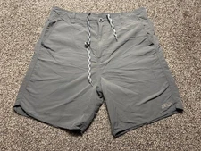 Aftco Nylon Shorts Mens 34 Gray Casual Fishing Slash Pockets Drawstring Button
