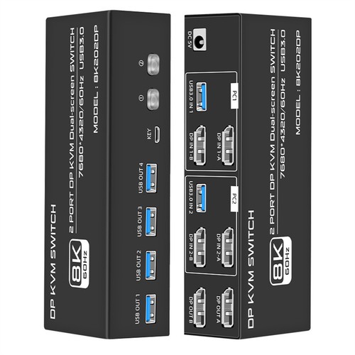 2X2 Dual Monitor HDMI KVM Switch 4K 120Hz 8K USB3.0 KVM Switcher Accessories - Afbeelding 8 van 20