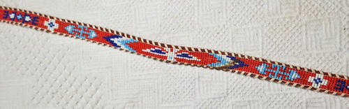 Vintage Native American Handmade Beaded Leather Belt Size 34
