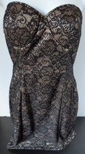 Forever 21 Black Lace with Gold Backing Strapless Mini Dress Size M
