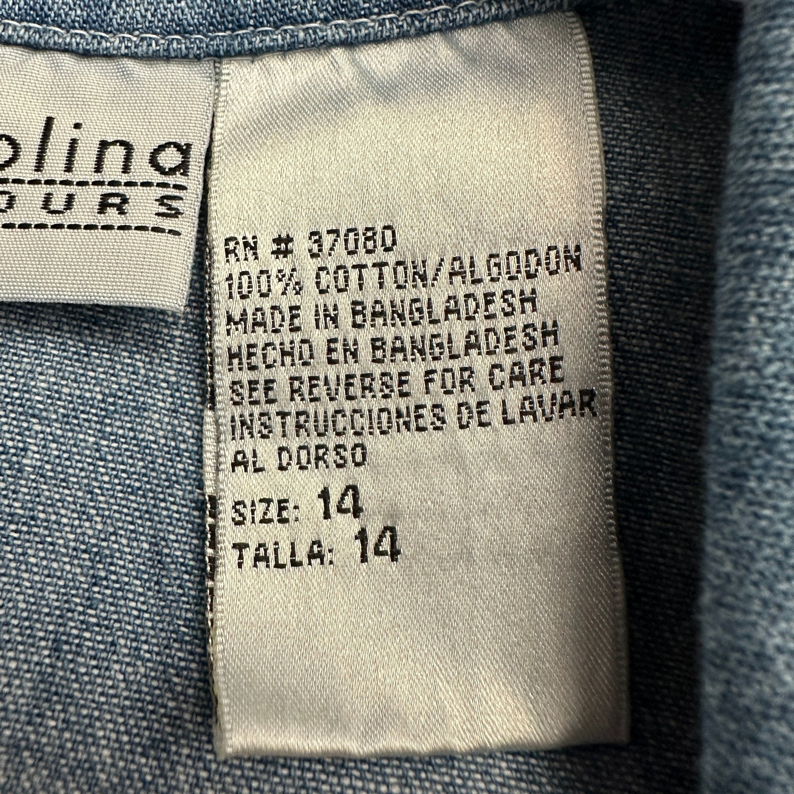 Carolina Colours Womens Denim Tie Waist Top Size 14 Cottagecore Vintage