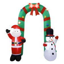 8FT Inflatable Christmas Arch & LED Light Giant Santa Claus and Snowman Arch for