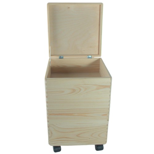 3 Tier Square Wooden Storage Box Lid Wheels Pine Stacking Crate Tower 30x30x45cm - Picture 6 of 12