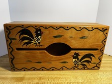 VTG Woodpecker Woodware Hand Painted Tissue Holder Wall Mount Japan MCM Boho