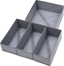 Small Drawer Organizer Clothes Set of 4 Gray, 11' Dresser Divider Gray 