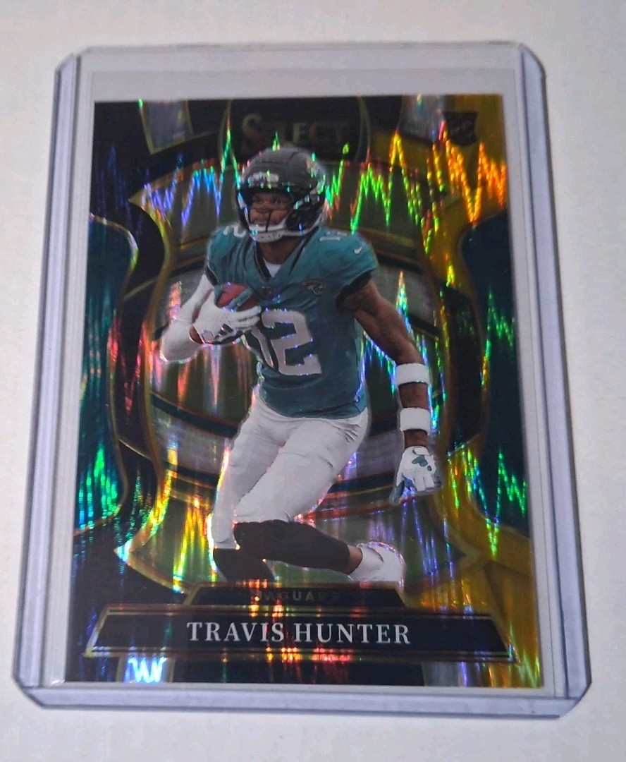 2025 Panini Select - Concourse Travis Hunter #28 Green & Yellow Shock Prizm (RC)