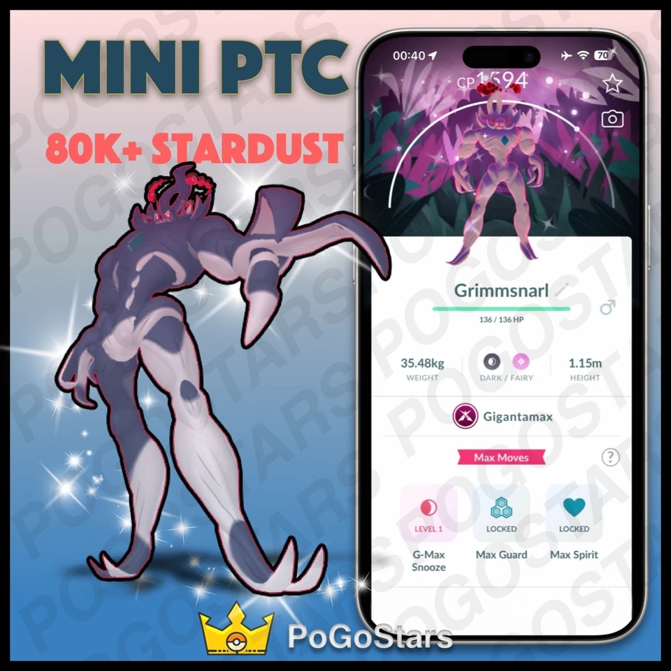 Pokémon PTC Go - Gigantamax Shiny Grimmsnarl - Wild Area✨Special Background✨