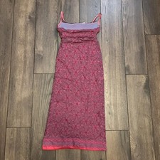 Vintage Y2K Pink Lace Mesh Slip Dress Coquette Fairycore Size 8