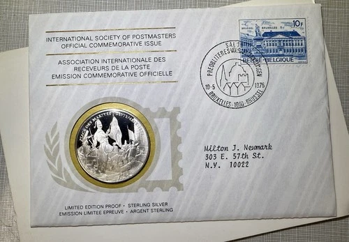 1975 Postmasters Society European Architecture Silver Proof Medal In Envelope