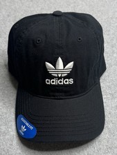 NWT Adidas Originals Relaxed Fit Adjustable Strap Back Black Hat Dad Cap