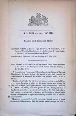 #ad #ad 1866 British Patent Specification Metal Stamping Machinery Hydraulic Press $20.99