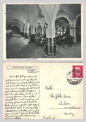 Alte Postkarte - Ratskeller Bremen Großer Saal Deutschland Innenraum POSTED