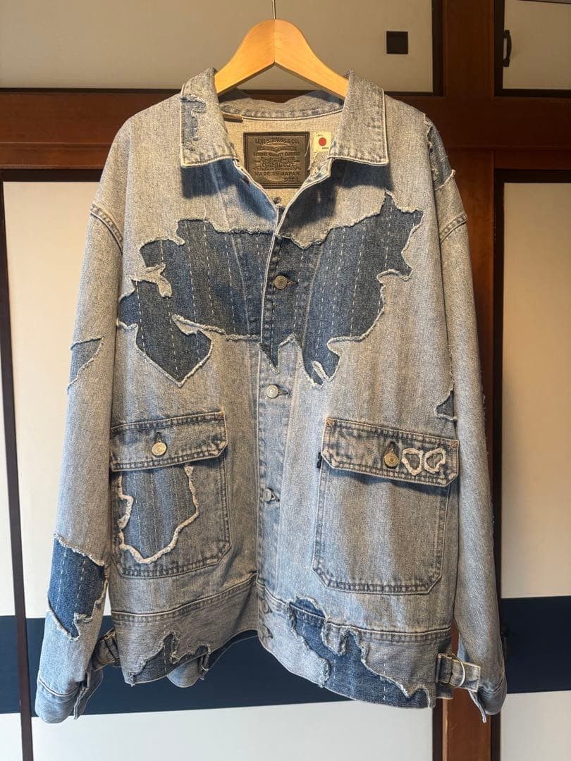 Levi's Denim Trucker Jacket Patchwork Classic Cas… - image 1