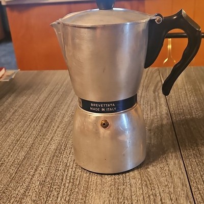 Nova Express Stovetop Espresso Maker Aluminum Moka Pot 8 in Silver/Black