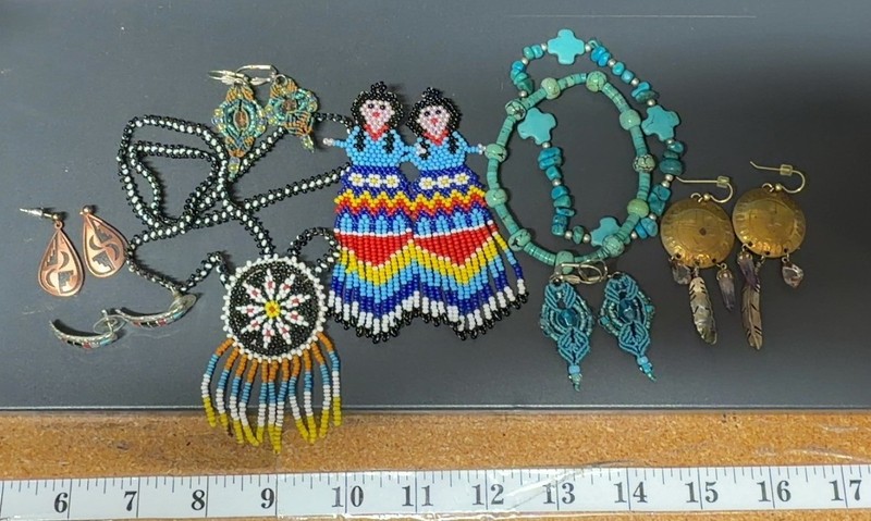 SOUTHWESTERN native Style Jewelry Lot Copper Beaded Artisan Necklace Earrings