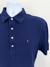 Criquet Men's Large Stretch Polo Shirt Slim Fit Solid Blue Golf Casual Logo Pima