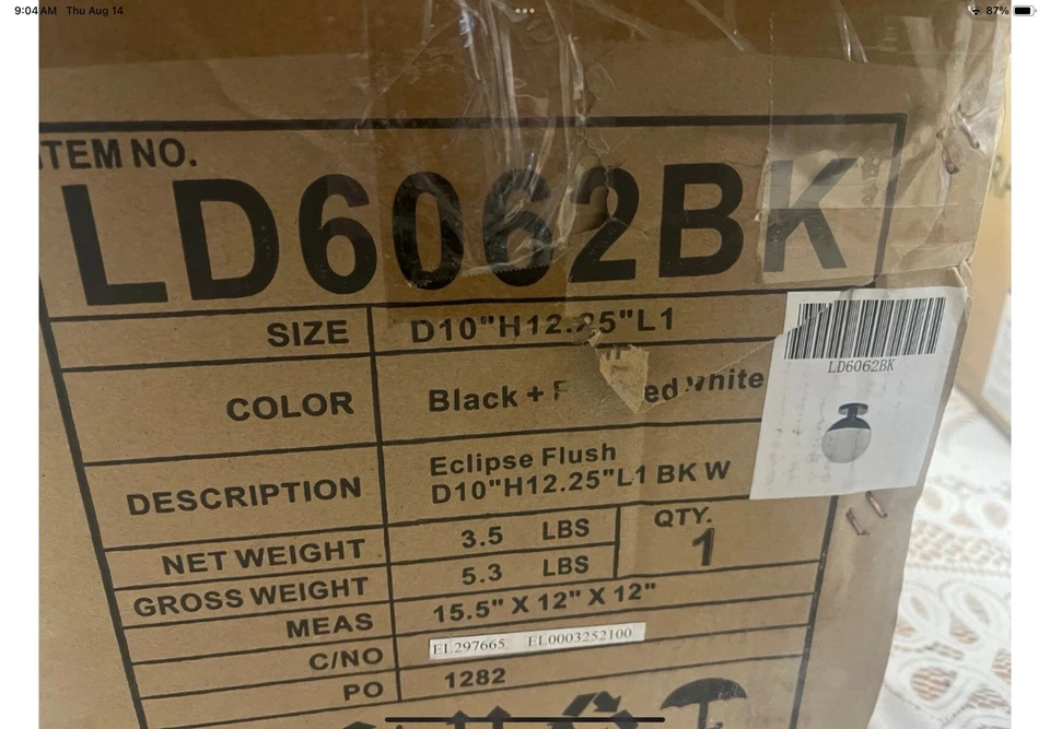 Elegant Lighting LD6066 Eclipse 1 Light 10"W Semi-Flush Globe - Black - Image 2 of 4