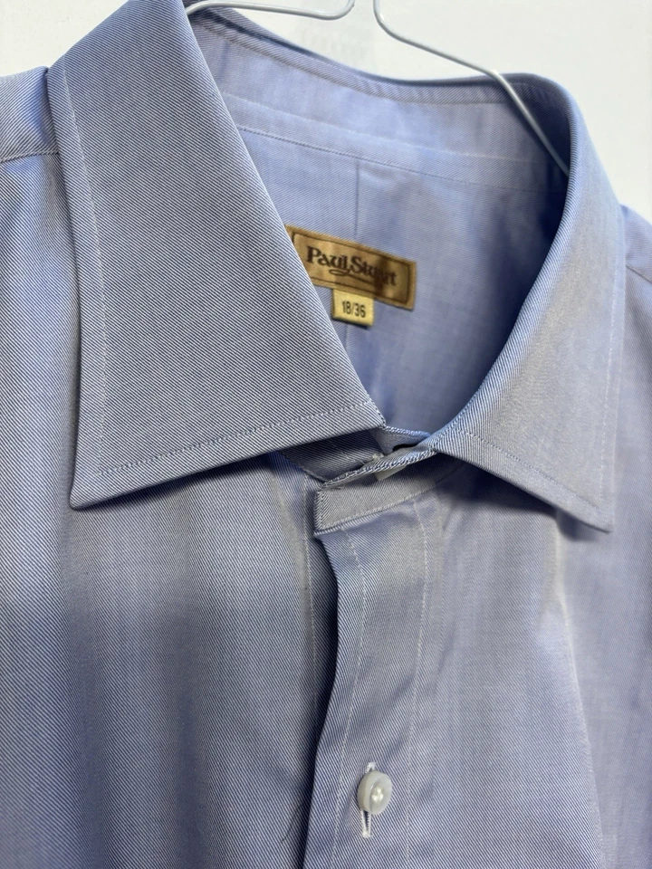 Новый с Ярлыками Paul Stuart 18/36 светло-синий первоклассный французский манжеты платье рубашка из чистого хлопка - Изображение 4 из 4