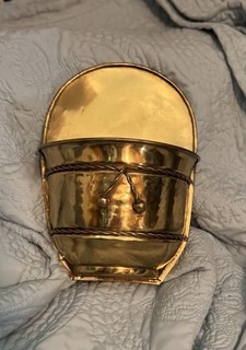 Hammered Brass Wall Planter Mid Century Modern Hollywood Regency VTG. 8.75