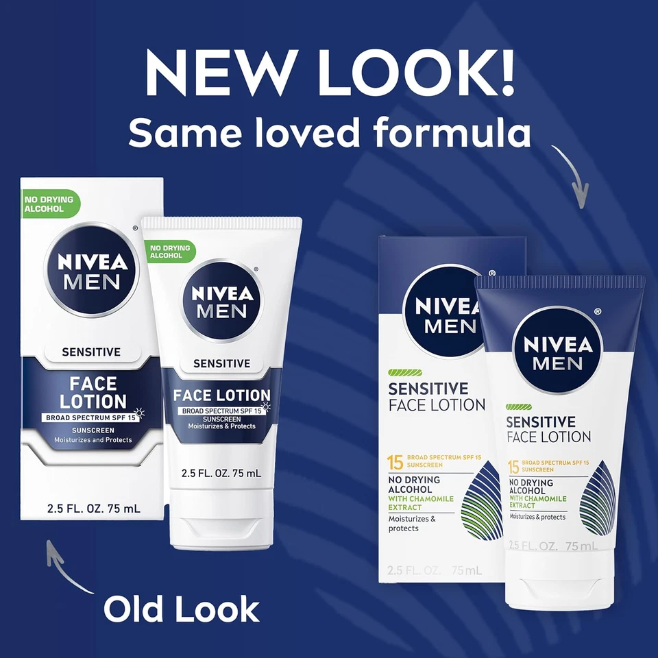NIVEA Men Sensitive Face Lotion with Broad Spectrum SPF 15 Sunscreen, 3 Pack - Image 4 of 4