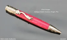 Handturned Pink Dragon Antique Nickel Kunlun Dragon Pen