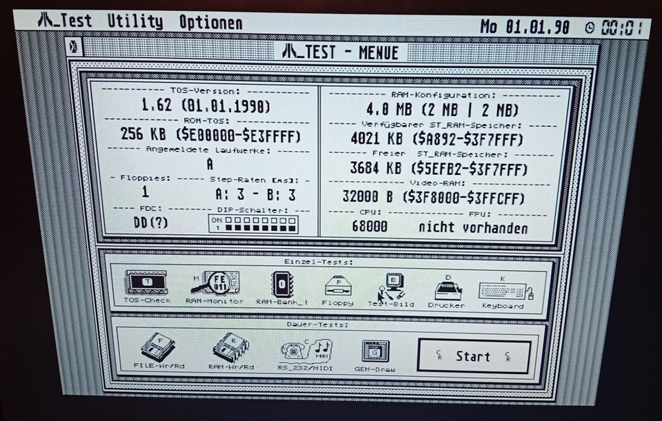 Atari ST 1040 STE Computer 4MB (4096) Memory TOS 1.62 PSU Re-Capped ...