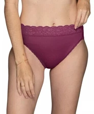 NWT Vanity Fair Lingerie Flattering Lace Hi-Cut Panty XL Raspberry Haze Stripe