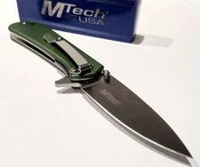 M-TECH Amplitude Green Drop Point Spring Open Assisted Folding Pocket Knife A/O
