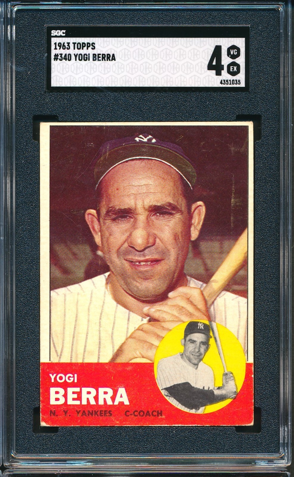 1963 Topps #340: YOGI BERRA New York Yankees HOF ~ SGC 4