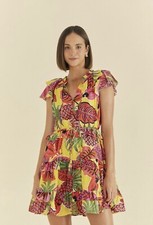 FARM RIO SIZE L FRUIT DREAM RUFFLE MINI DRESS COLORFUL NWT